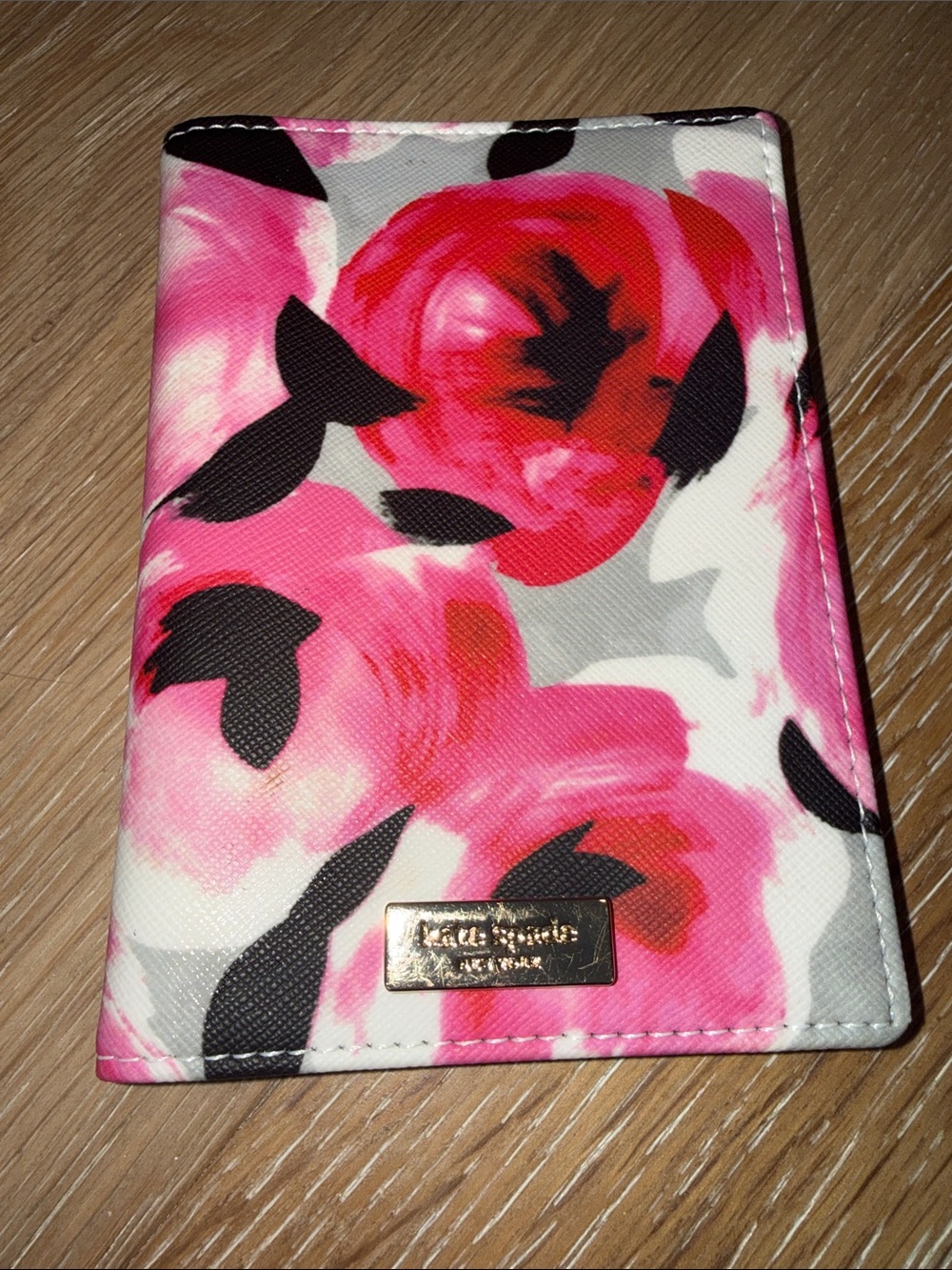 kate spade Pink and Black Floral Passport Cover